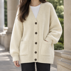 Cotton-Blend Ribbed Cardigan