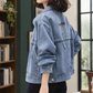 Denim Jacket Washed Relaxed with Layered Back Yoke and Button Tabs