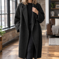 Coat Wool Blend Oversized Long with Broad Notched Lapels