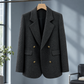 Blazer Polyester Double-Breasted with Broad Peak Lapels and Pockets