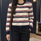 Striped Waist-Length Cardigan