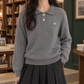 Finely Textured Polo Collar Jumper