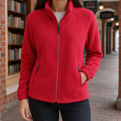 Fleece Jacket Soft Textured with High Stand Collar and Zip Pockets