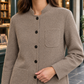 Jacket Wool Stand Collar with Five-Button Front and Patch Pockets