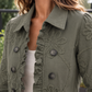 Jacket Polyester Tonal Floral Appliqué with Ruffled Placket and Hem