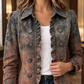 Ruffle Jacket Polyester Mottled Gradient Wash with Button Front
