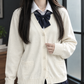 Cotton-Blend V-Neck Button Cardigan