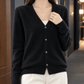 Fine Wool V-Neck Cardigan with Easy Drape