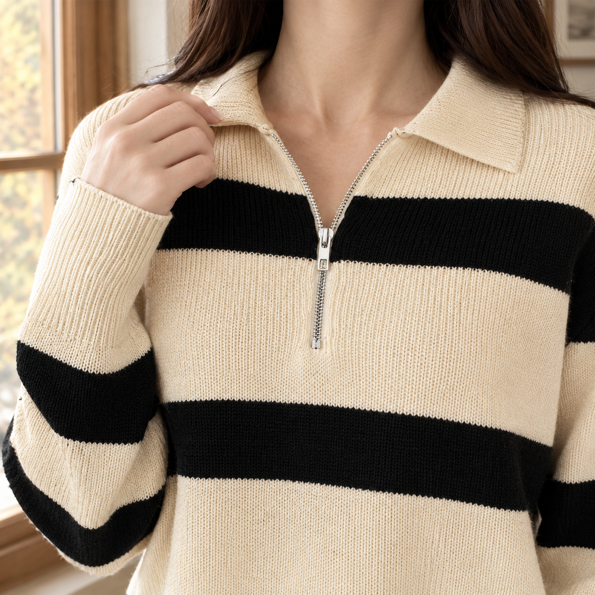 Striped Half-Zip Jumper