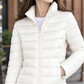 Puffer Jacket Cashmere-Feel Slim with Horizontal Quilting and Zip
