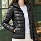 Hooded Jacket Cashmere-Feel Slim with White Duck Down and Full Zip