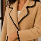 Jacket Borg Fleece Relaxed with Contrast Trim and Wide Notched Lapels