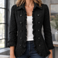Jacket Polyester Fitted with Floral Appliqué, Twin Buttons and Ruffles