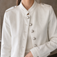 Military Jacket Cotton-Blend Denim Cropped with Epaulettes