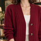Wool-Blend Cable Knit Cardigan