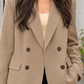 Blazer Polyester Relaxed Double-Breasted with Wide Notched Lapels