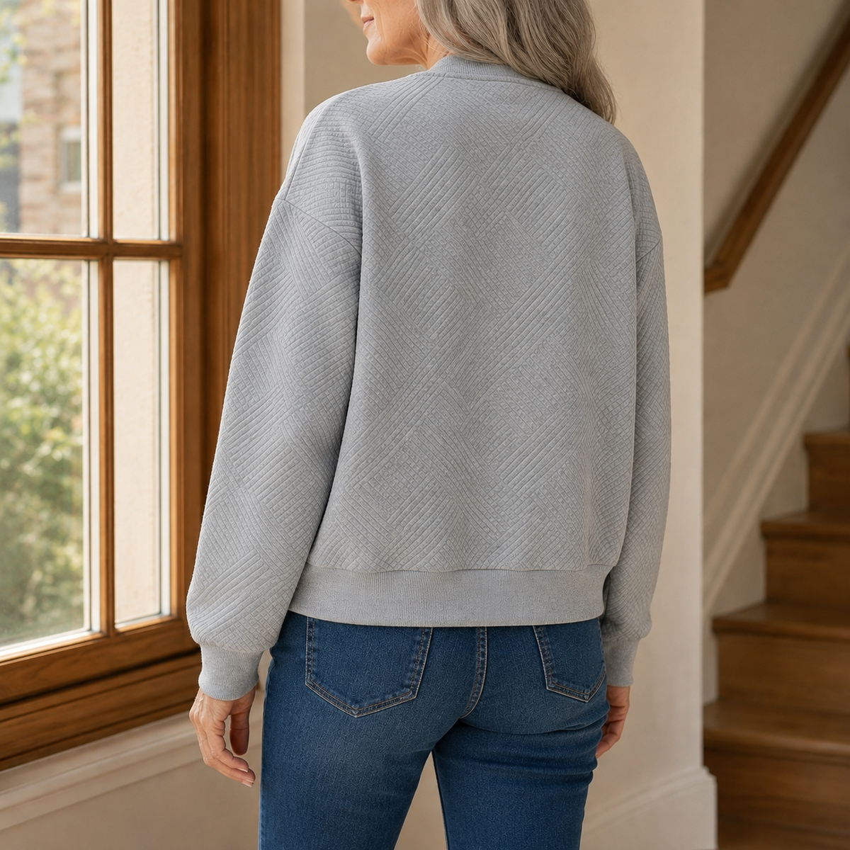 Jacket Polyester Raised Geometric Texture with Full Zip, Ribbed Trim