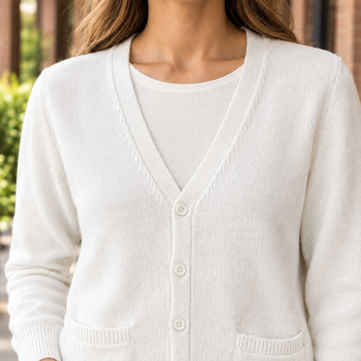 Cotton-Blend V-Neck Relaxed Cardigan