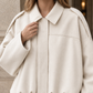 Jacket Faux Suede Cropped with Pointed Lapel Collar and Cape Sleeves
