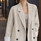 Blazer Cotton Blend Relaxed Double-Breasted with Striped Cuffs