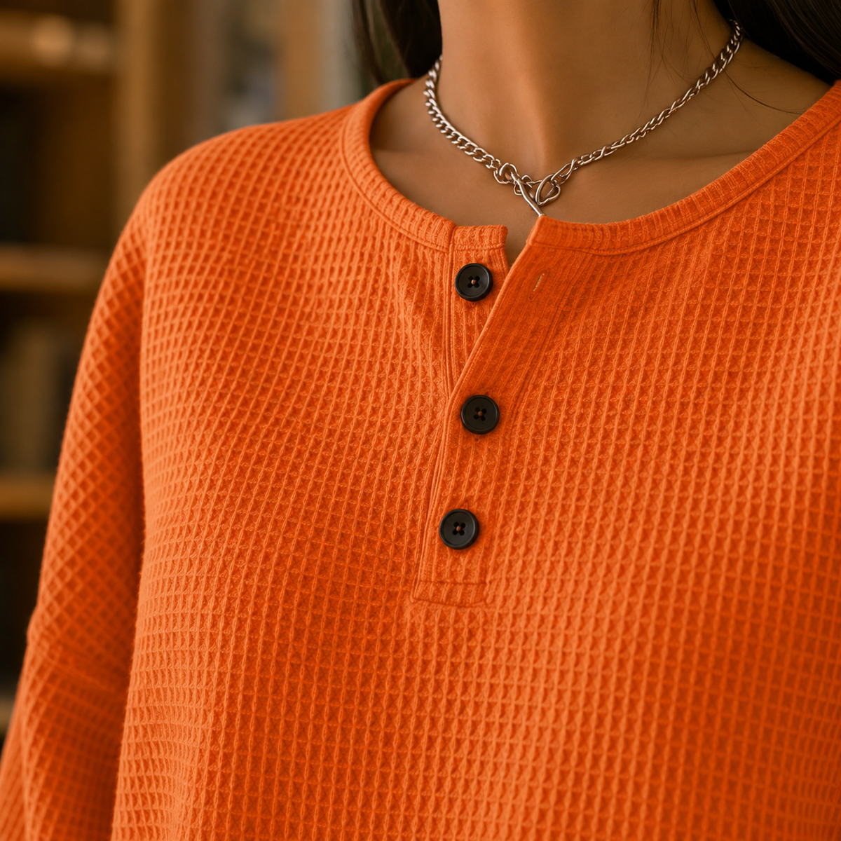 Waffle Knit Relaxed Jumper