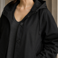 Hooded Overcoat Polyester Sweeping Longline with Angled Pockets