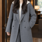 Coat Wool Double-Breasted Longline with Notched Lapels