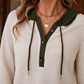 Waffle Knit Jumper with Contrast Hood