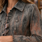 Vintage Jacket Polyester Desert-Wash Print with Ruffled Open Front