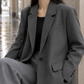 Blazer Polyester Relaxed Longline with Notched Lapels, Single Button
