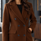 Coat Cashmere-Feel Brushed Polyester Double-Breasted Long Tailored