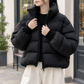 Puffer Jacket Duck Down Quilted with Sculpted Stand Collar and Zip