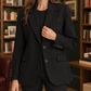 Blazer Polyester Tailored with Notched Lapels and Two-Button Front