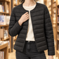 Quilted Jacket Polyester Slim Short with Round Neckline and Snap Front