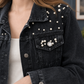 Denim Jacket Washed with Pearl and Gem Embellishment, Flap Pockets