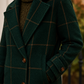 Coat Polyester Plaid Windowpane Straight with Broad Notched Lapels