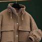 Utility Jacket Polyester Houndstooth Cropped with Flap Chest Pockets