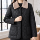 Quilted Jacket Faux Leather with Plush Collar and Patch Pockets
