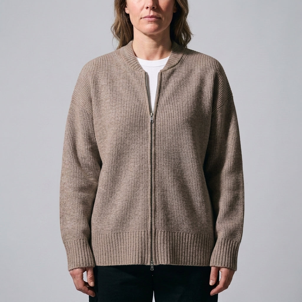 Zip-Up Knitted Cardigan