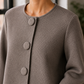Knit Jacket Polyester Fine Knit Cropped Boxy with Covered Buttons