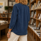 Jacket Washed Cotton Collarless with Two-Button Front