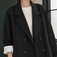 Blazer Polyester Oversized Double-Breasted with Striped Cuffs