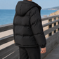 Puffer Jacket Polyester Hooded with Drawcord Hem and Angled Pockets