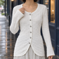 Linen-Blend Sculpted Texture Cardigan