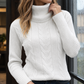 Cable Knit Roll Neck Jumper with Vertical Panels
