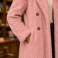 Coat Polyester Longline with Raised Cable Texture and Notched Lapels