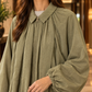 Balloon Jacket Polyester Batwing with Pointed Collar and Full Zip