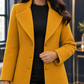 Coat Wool Blend Tailored Slim Mid-Length with Broad Notched Lapels