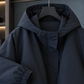 Cocoon Jacket Polyester Hooded with Bubble Hem and Concealed Zip