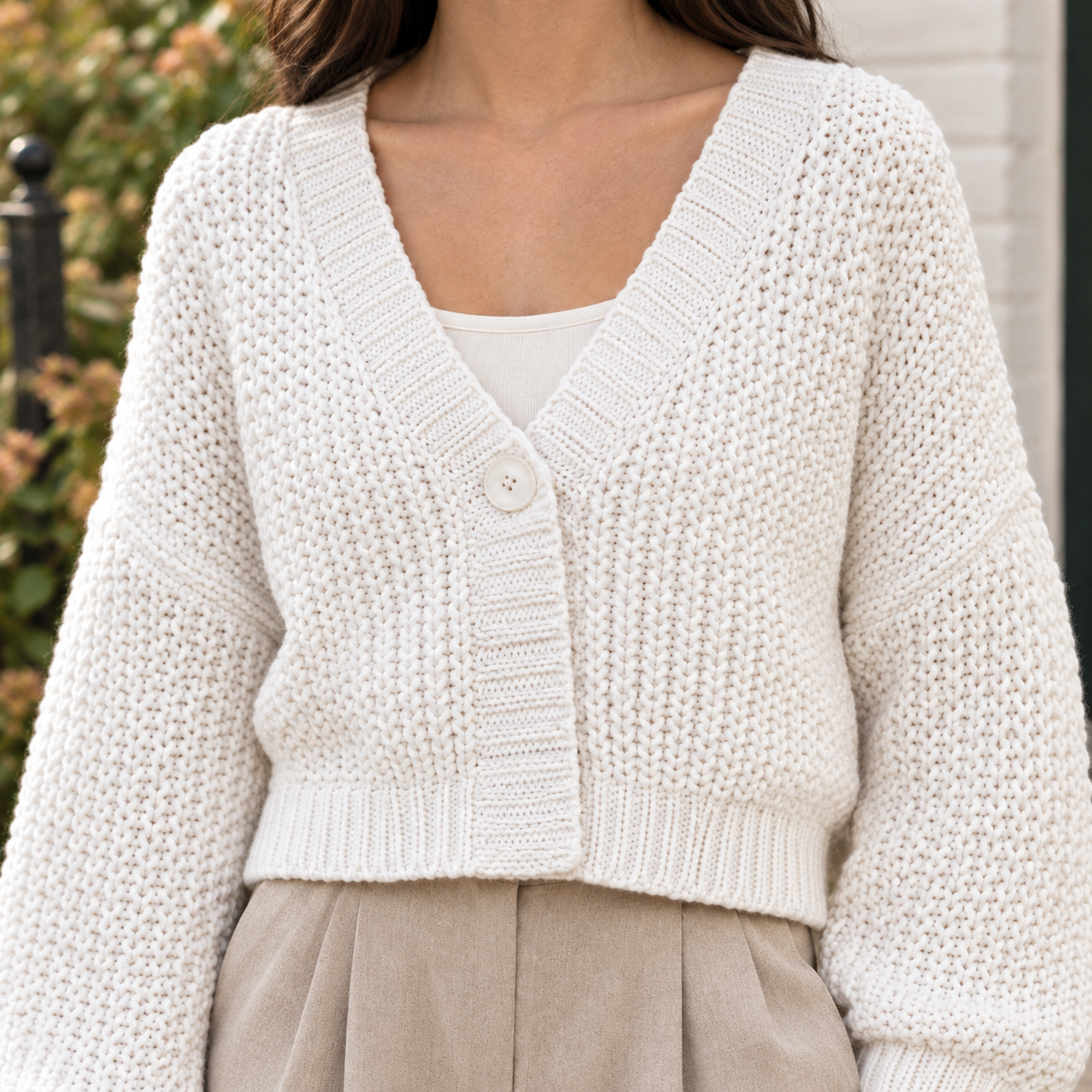 Cropped Chunky Wool-Blend Cardigan